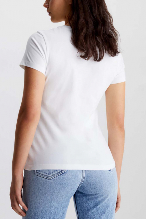 Tricou Dama, Calvin Klein Jeans, Slim Fit, Bumbac organic, Alb, L [2]