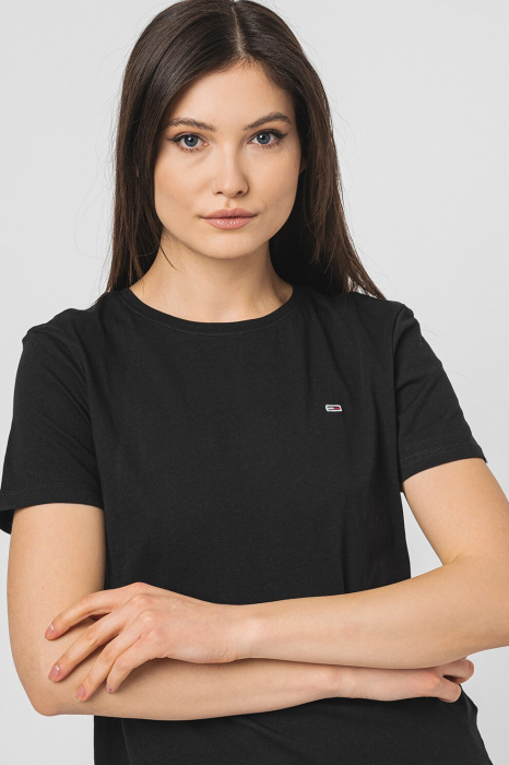 Tricou Dama, Tommy Jeans, Din bumbac organic cu decolteu la baza gatului [3]