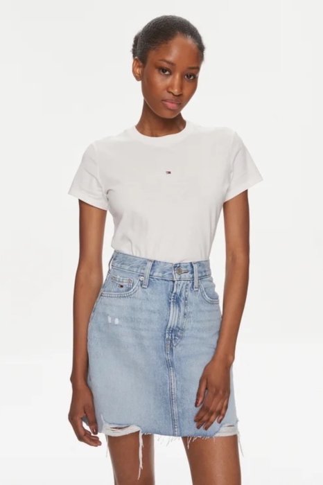 Tricou Dama, Tommy Jeans, Alb, Bumbac, Logo Brodat [2]