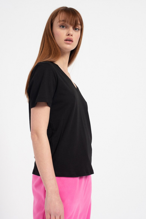 Tricou Dama, Tommy Jeans, Negru, Guler in V, Bumbac 100% [5]