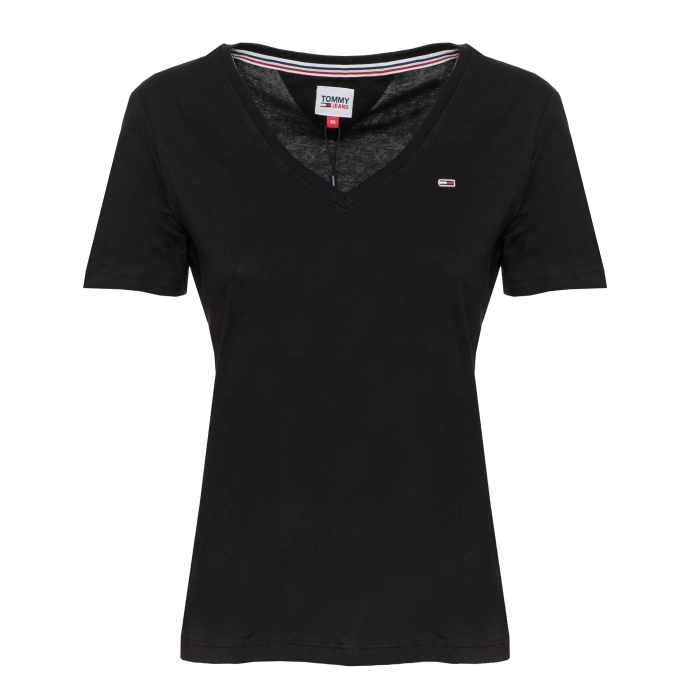Tricou Dama, Tommy Jeans, Negru, Guler in V, Bumbac 100% [1]
