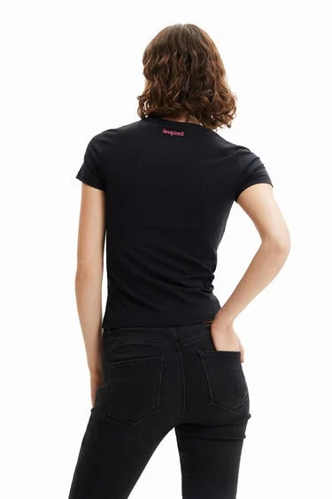 Tricou Dama, Desigual, Floral, Regular fit, Negru, M INTL [3]