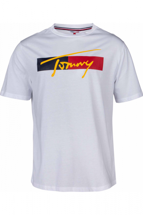 Tricou logo barbati, Tommy Jeans, Alb, Bumbac, M [1]