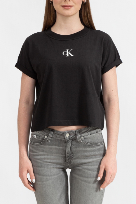 Tricou Dama, Logo, Calvin Klein Jeans, Negru, Bumbac [7]