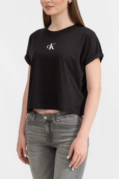 Tricou Dama, Logo, Calvin Klein Jeans, Negru, Bumbac [3]