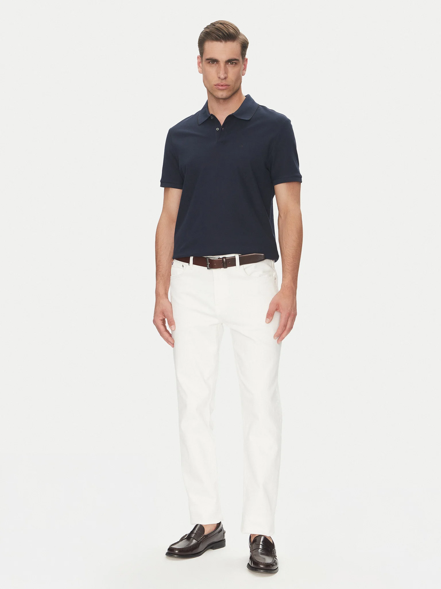 Tricou polo bărbați, Calvin Klein, Bleumarin, Bumbac [3]