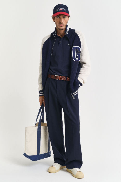 Tricou polo barbati, Gant, Albastru Inchis, Logo Brodat, Regular Fit [5]