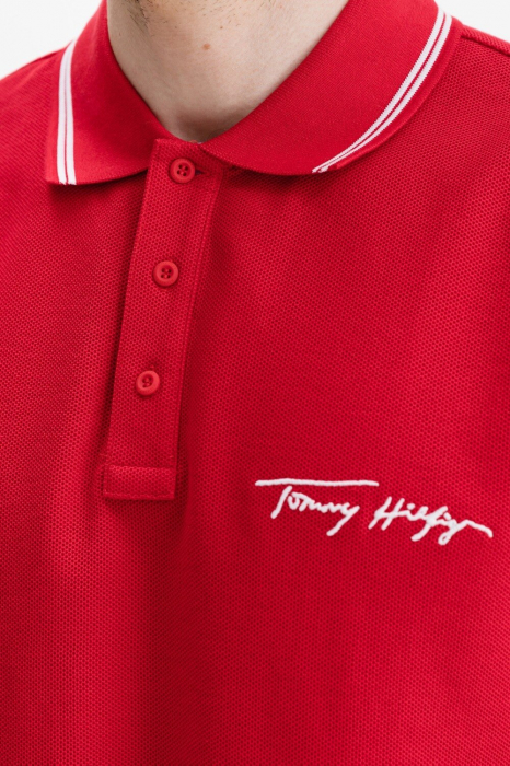 Tricou polo barbati, Tommy Hilfiger, Logo Brodat, Bumbac [5]