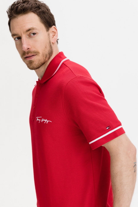 Tricou polo barbati, Tommy Hilfiger, Logo Brodat, Bumbac [6]