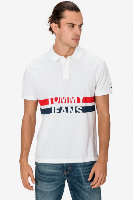 Tricou polo Barbati, Tommy Jeans, Alb, Bumbac organic [3]
