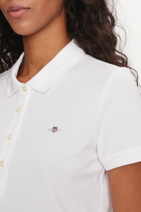 Tricou polo dama, Gant, Alb, Bumbac, Logo Brodat [5]