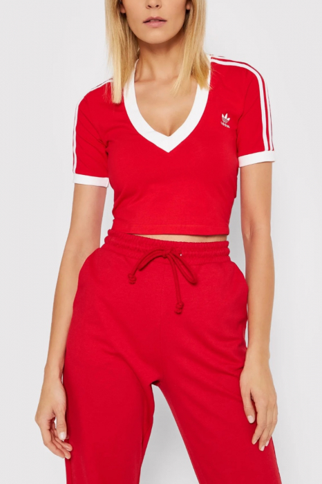 Tricou Top Dama, Adidas Originals, V-Neck, Rosu, Bumbac [1]