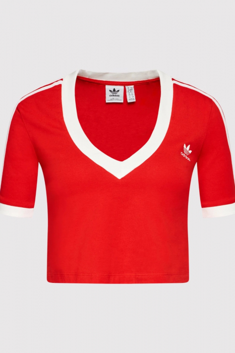 Tricou Top Dama, Adidas Originals, V-Neck, Rosu, Bumbac [5]