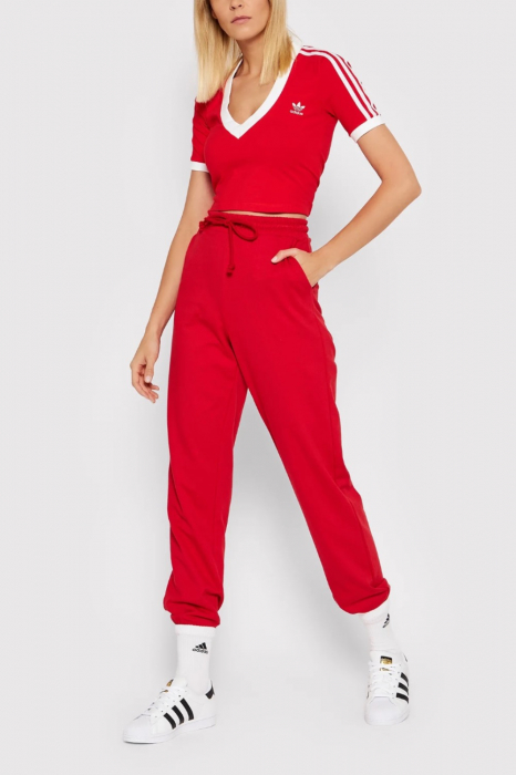 Tricou Top Dama, Adidas Originals, V-Neck, Rosu, Bumbac [4]