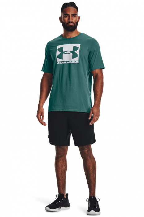 Under Armour, Tricou Bărbați, Cu imprimeu logo pentru fitness, Boxed, Verde persan [3]