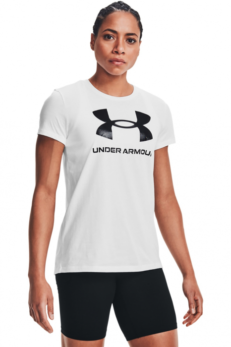 Under Armour, Tricou Dama, Cu imprimeu logo, Sportstyle Rival, Alb Optic [1]
