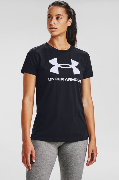 Under Armour, Tricou Dama, Cu imprimeu logo, Sportstyle Rival, Negru [1]