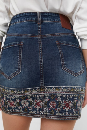 Fusta Dama, Desigual, Denim, Motiv Floral [1]