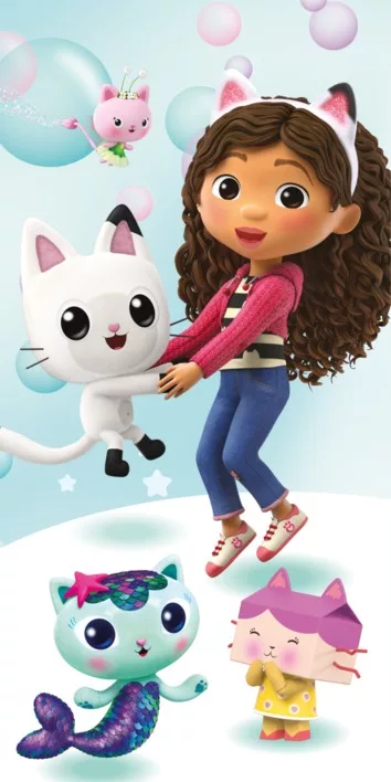 Prosop de baie copii, Gabby's Dollhouse, Bumbac, 140 x 70 cm