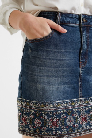 Fusta Dama, Desigual, Denim, Motiv Floral [2]