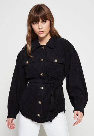 Geaca ușoară dama, VILA, Din catifea, Cu nasturi si curea