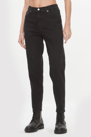 Blugi Dama, Calvin Klein Jeans, Denim, Negru, Mom Fit, Talie Inalta