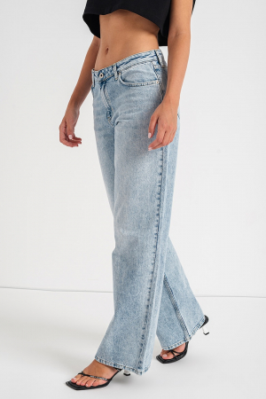 Blugi Dama, Karl Lagerfeld, Bumbac organic, Relaxed Fit, Albastru deschis [2]