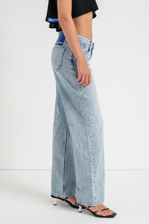 Blugi Dama, Karl Lagerfeld, Bumbac organic, Relaxed Fit, Albastru deschis [3]