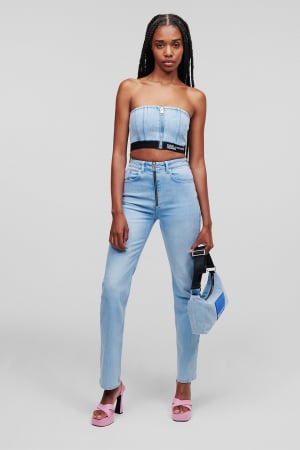 Blugi - Blugi Dama, Karl Lagerfeld Jeans, Albastru deschis, Straight Fit, Bumbac, W28-L30