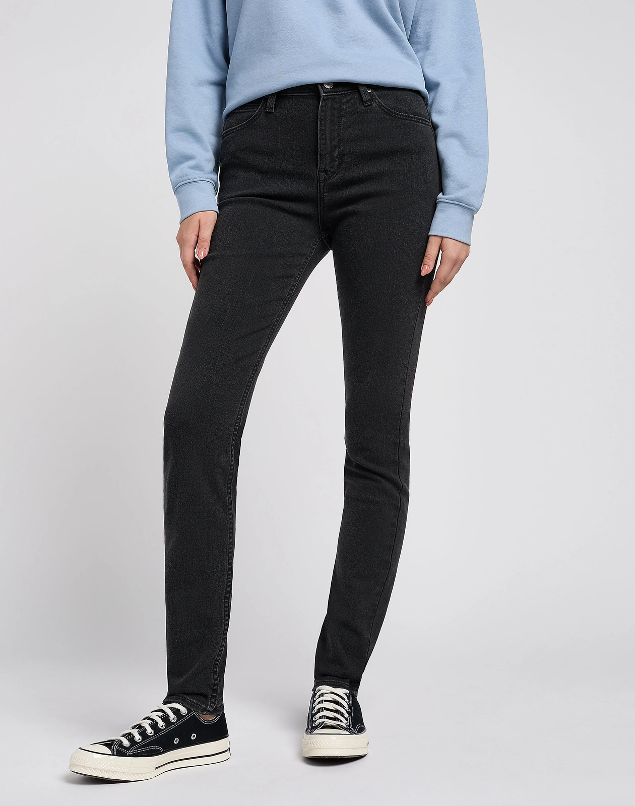 Blugi Dama, Lee, Talie înaltă, Skinny, Negru, Bumbac