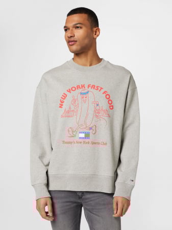 Bluze - Bluza Barbati, Tommy Jeans, Relaxed Sport, Gri, Bumbac, M