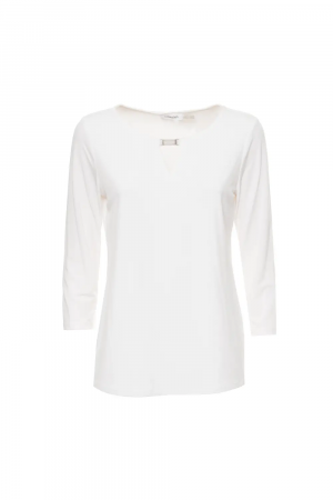 Bluza Dama, Calvin Klein, Eleganta cu broșă argintie, Alb [3]