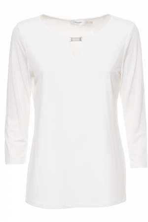 Pulovere si Bluze - Bluza Dama, Calvin Klein, Eleganta cu broșă argintie, Alb