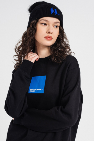 Pulovere si Bluze - Bluza Dama, Karl Lagerfeld, Negru, Bumbac, XL