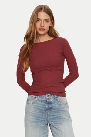 Pulovere si Bluze - Bluza Dama, Lee, Roșu, Logo Brodat