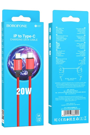Cablu Date, Borofone, BX87 Sharp - USB Tip C la Lightning - PD 20W, 1 Metru, Roșu [3]