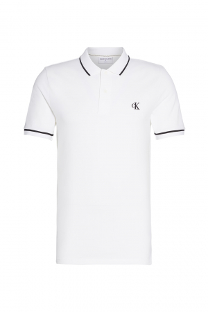 Tricouri polo - Calvin Klein Jeans, Tricou polo barbati, Slim fit, Alb, Bumbac