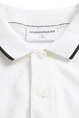 Calvin Klein Jeans, Tricou polo barbati, Slim fit, Alb, Bumbac [5]