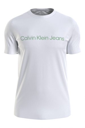 CALVIN KLEIN JEANS, Tricou Bărbați, Slim fit cu imprimeu logo, Alb, Bumbac
