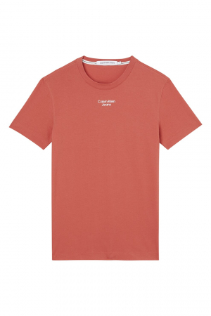 Calvin Klein Jeans, Tricou Bărbați, Slim fit, Din amestec de bumbac organic cu decolteu la baza gatului, Portocaliu mandarina [5]