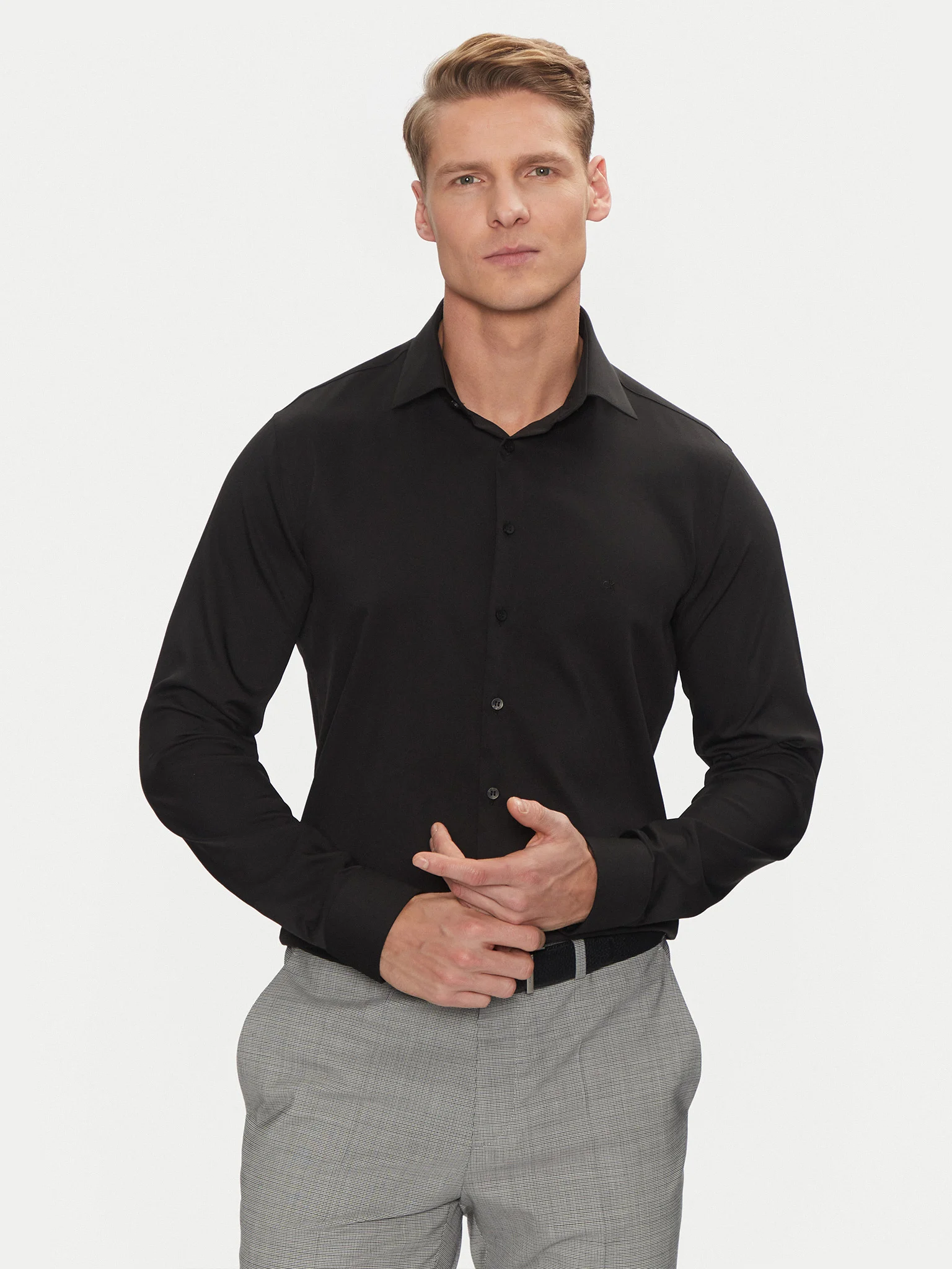 Camasi - Camasa Barbati, Calvin Klein, Negru, Logo Brodat