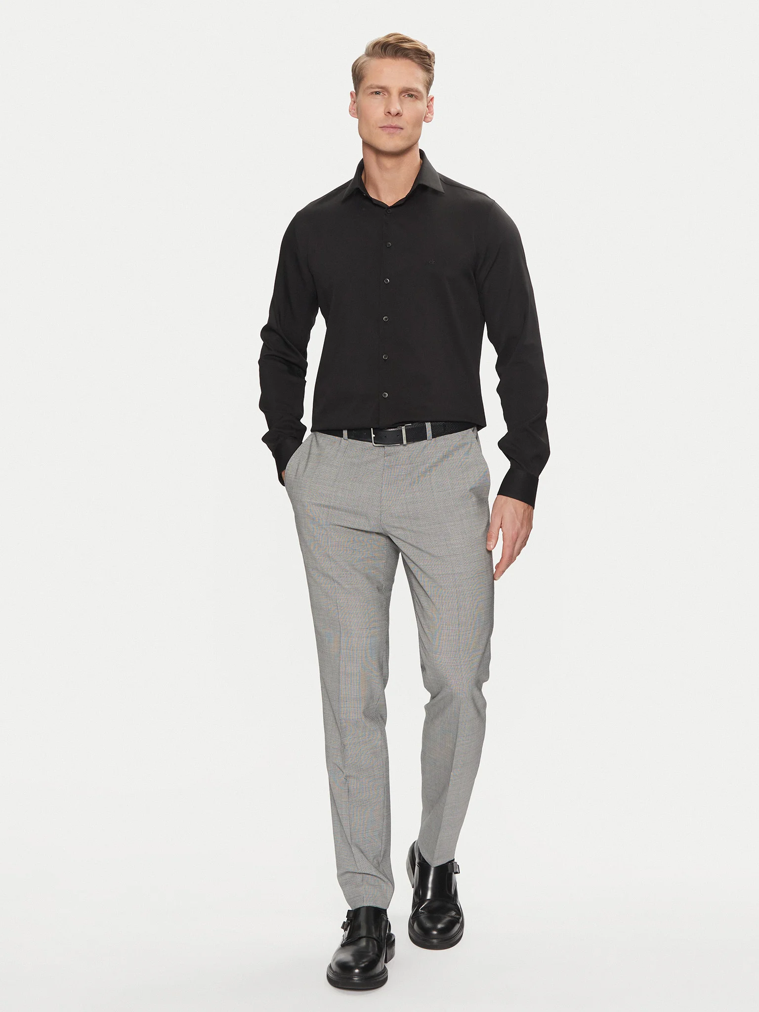 Camasa Barbati, Calvin Klein, Negru, Logo Brodat [2]