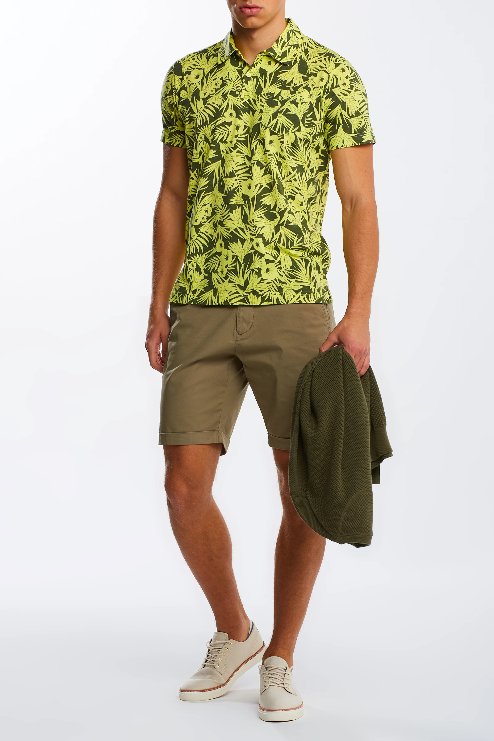 Camasa Barbati, Gant, Patern floral, Mânecă scurta, Bumbac, Galben, M [3]