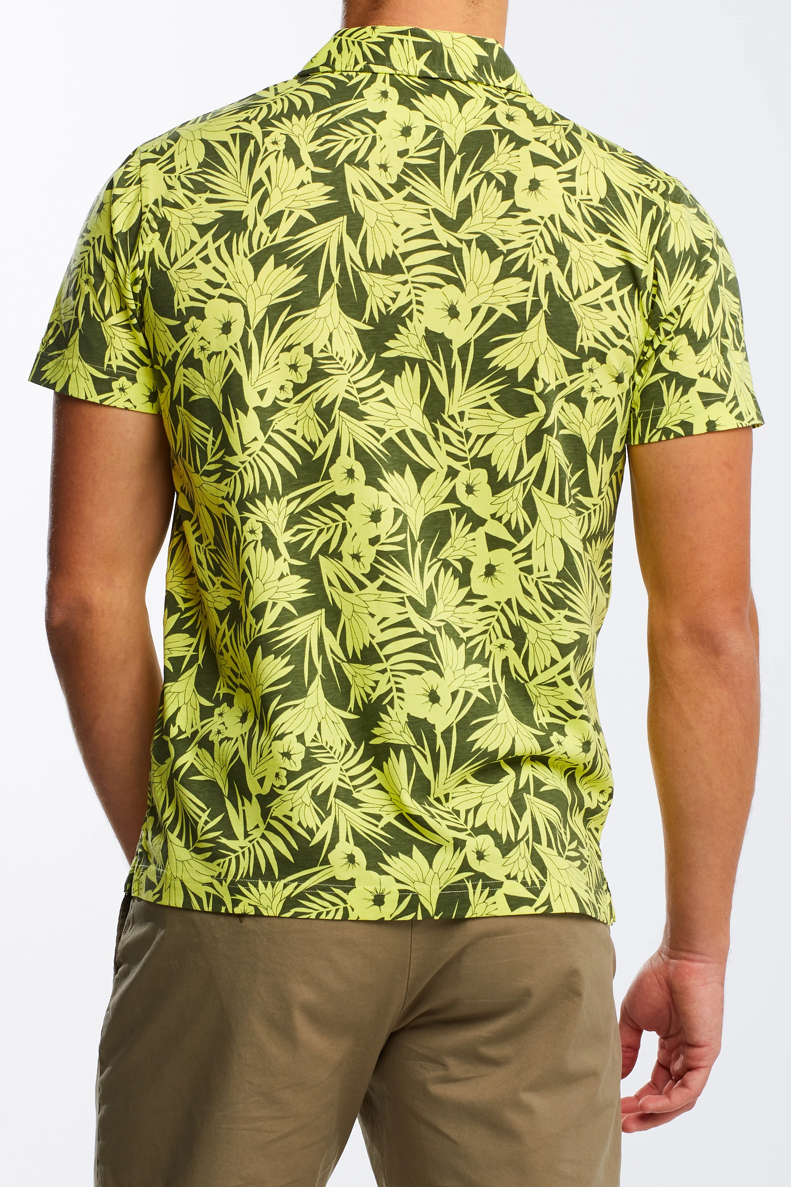 Camasa Barbati, Gant, Patern floral, Mânecă scurta, Bumbac, Galben, M [2]