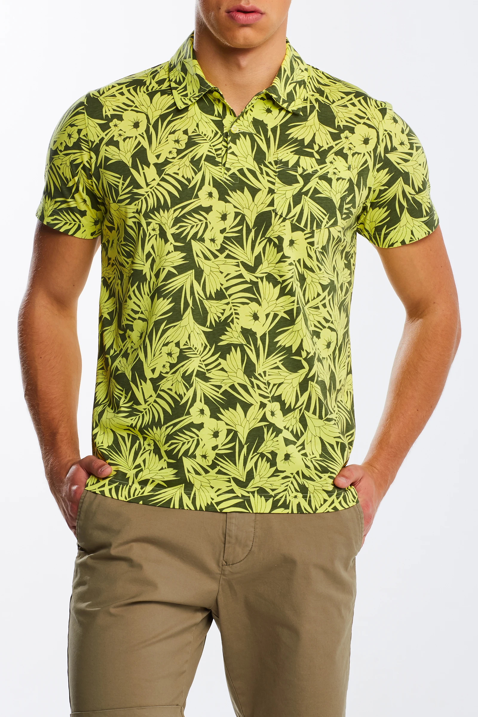 Camasa Barbati, Gant, Patern floral, Mânecă scurta, Bumbac, Galben, M [1]