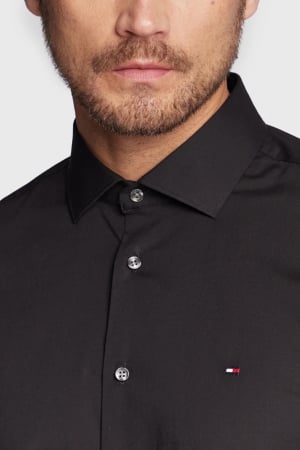 Camasa Barbati, Tommy Hilfiger, Bumbac, Slim Fit, Negru [5]