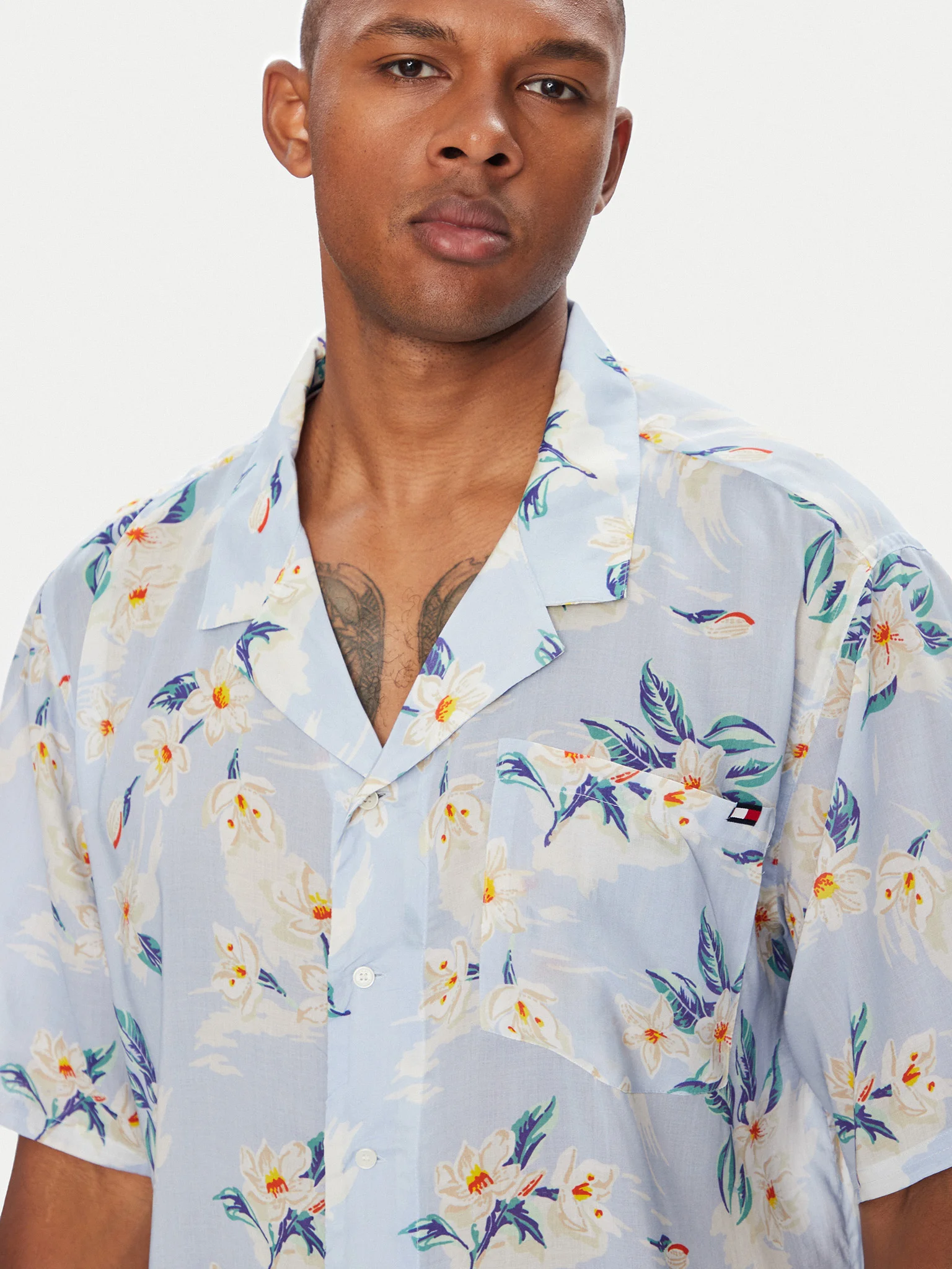 Camasa Barbati, Tommy Hilfiger, Imprimeu Floral, Albastru Deschis, Regular Fit [4]