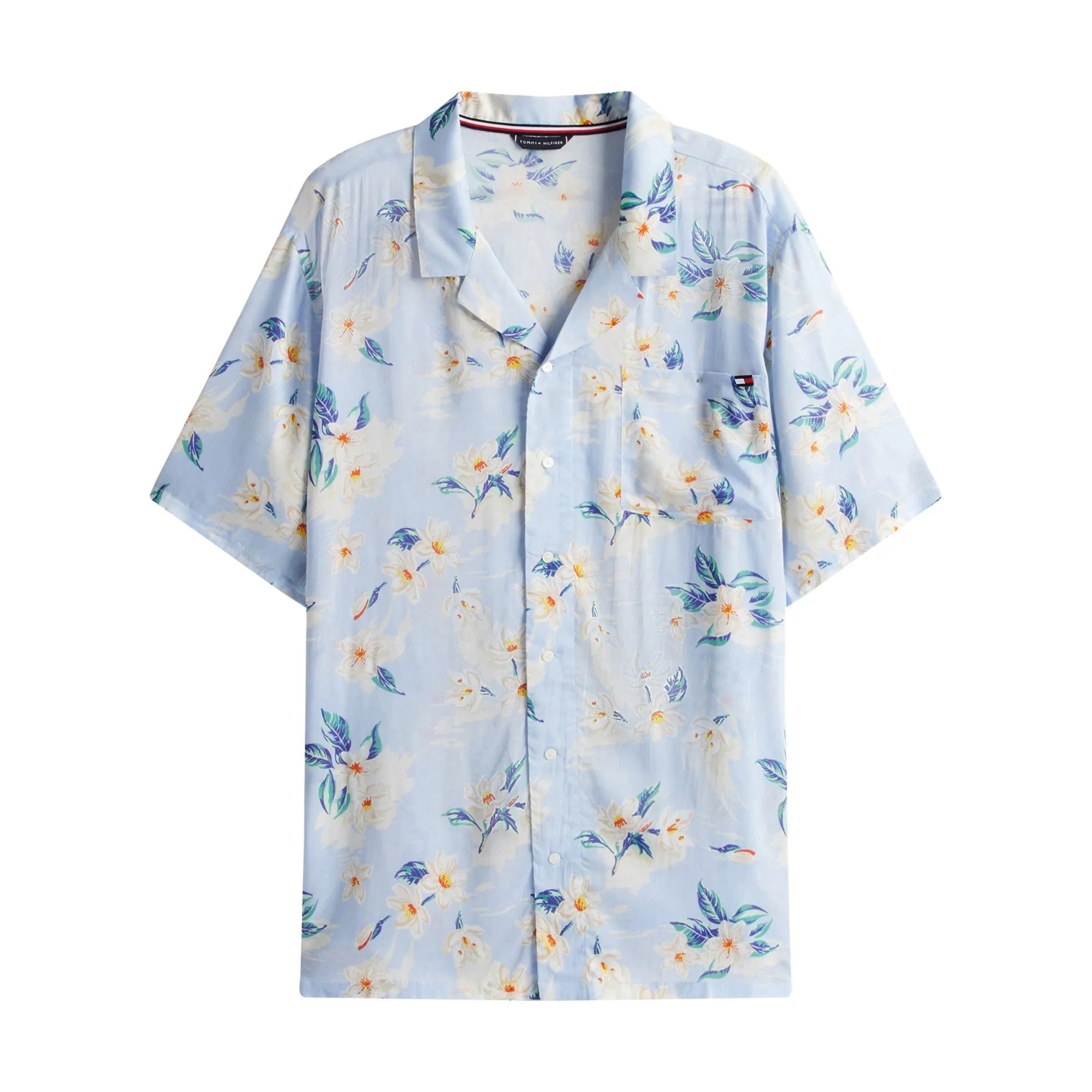 Camasi - Camasa Barbati, Tommy Hilfiger, Imprimeu Floral, Albastru Deschis, Regular Fit