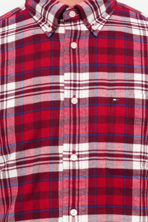 Camasa Barbati, Tommy Hilfiger, In Carouri, Burgundy, Bumbac, Logo Brodat [5]