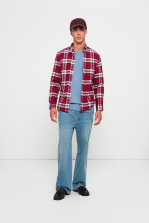 Camasa Barbati, Tommy Hilfiger, In Carouri, Burgundy, Bumbac, Logo Brodat [4]